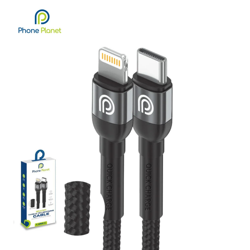 C to Lightning (braided cable) 15" aluminum alloy cable 15V/2A (30W) 1.2m