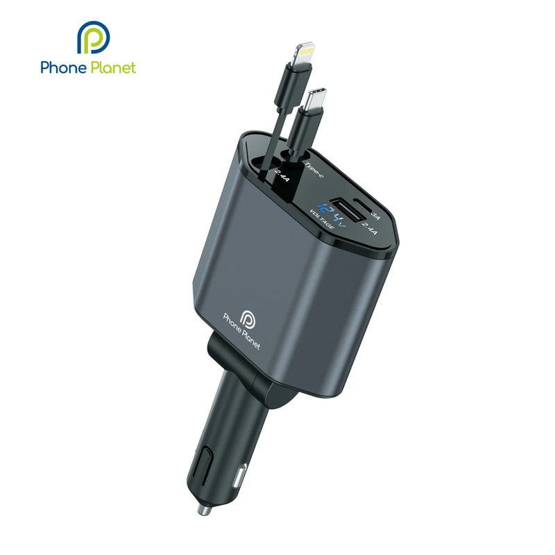 شاحن سيارة 4 في 1 بقوة 120 واط مع شحن سريع